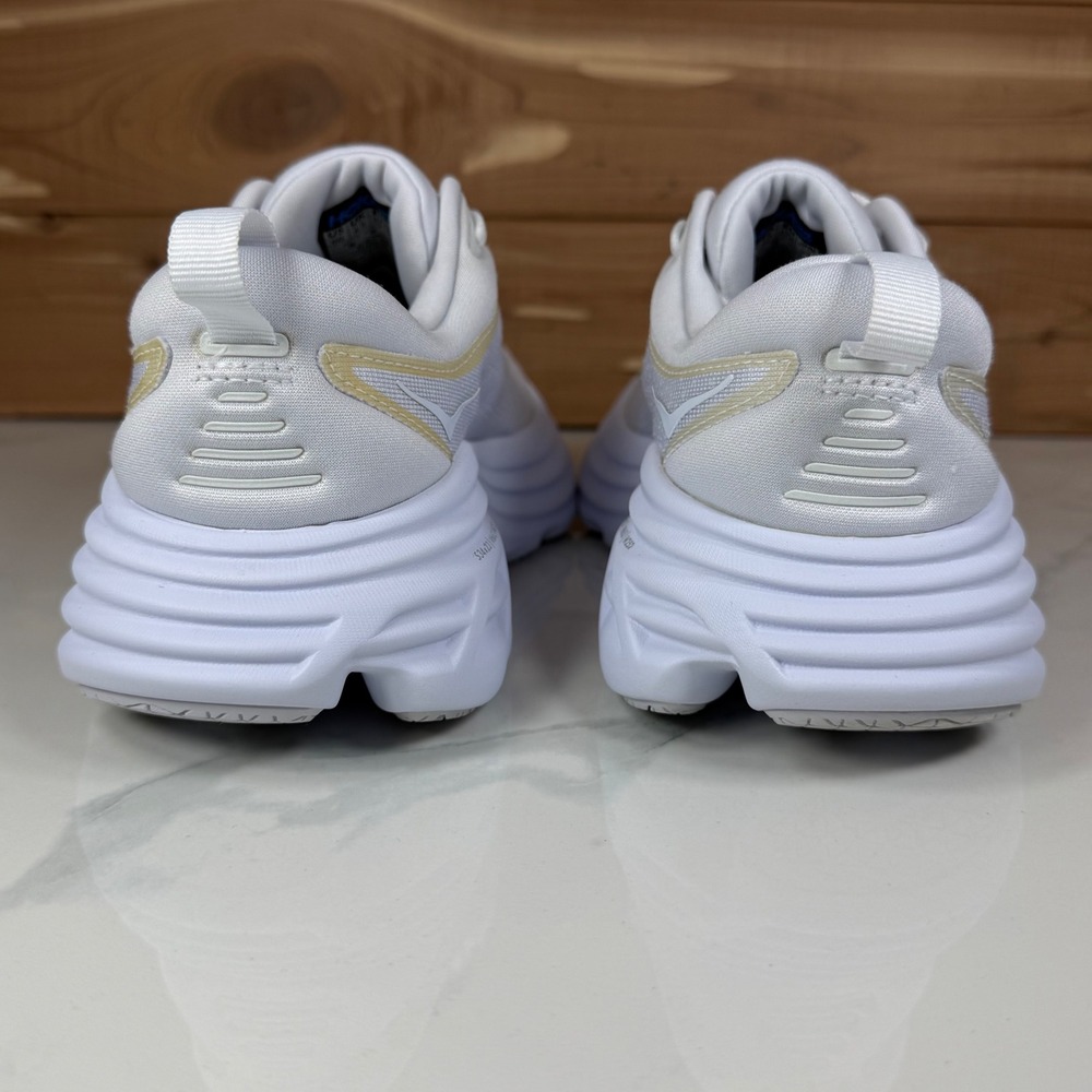 Hoka One One White Athletic Running Shoes with Subtle Gold Trim - Picture 5 of 16